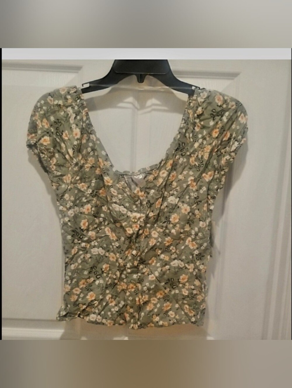 NWT Boho Cropped Top Cap Sleeve Floral Garden Beachy Swim Prairie Hippie Vintage